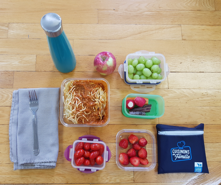 Un lunch zéro déchet qu'Isabelle apporte chaque jour au Collège. 